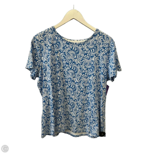 Top Short Sleeve By Croft And Barrow In Blue & White, Size: L
