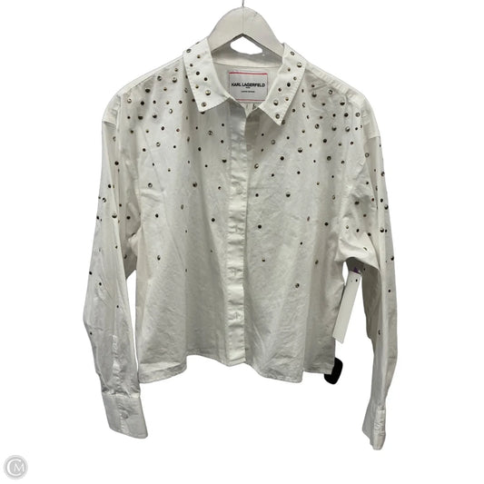 Top Long Sleeve Designer By Karl Lagerfeld In White, Size: L