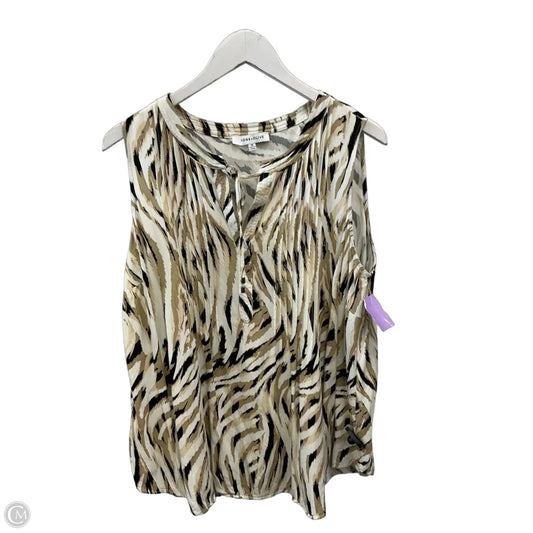 Top Sleeveless By Rose And Olive In Tan & White, Size: 1x
