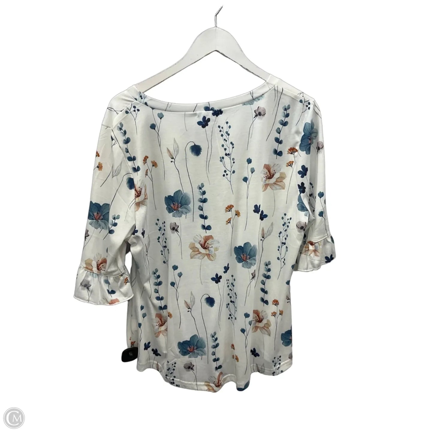 Top Short Sleeve By Zeagoo In Blue & White, Size: 2x