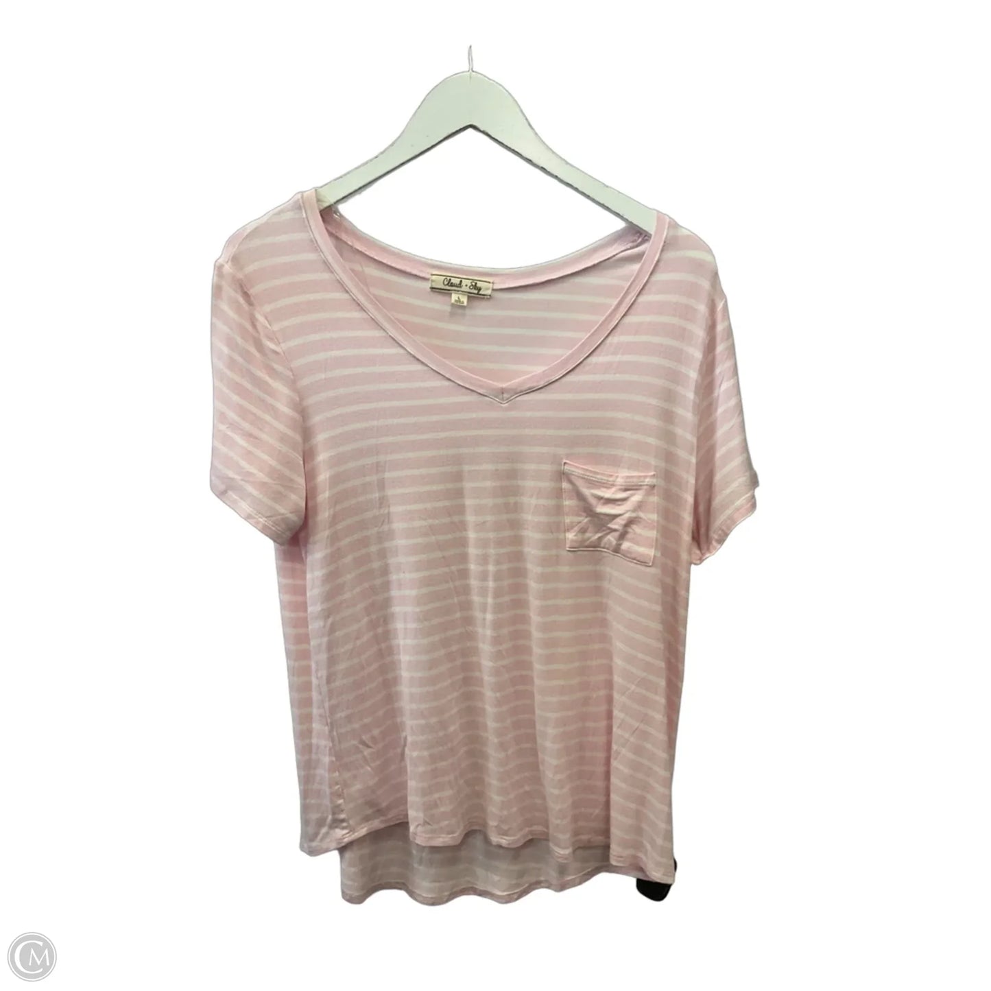Top Short Sleeve By Clothes Mentor In Pink & White, Size: L
