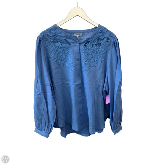 Top Long Sleeve By Ophelia Roe In Blue, Size: 2x