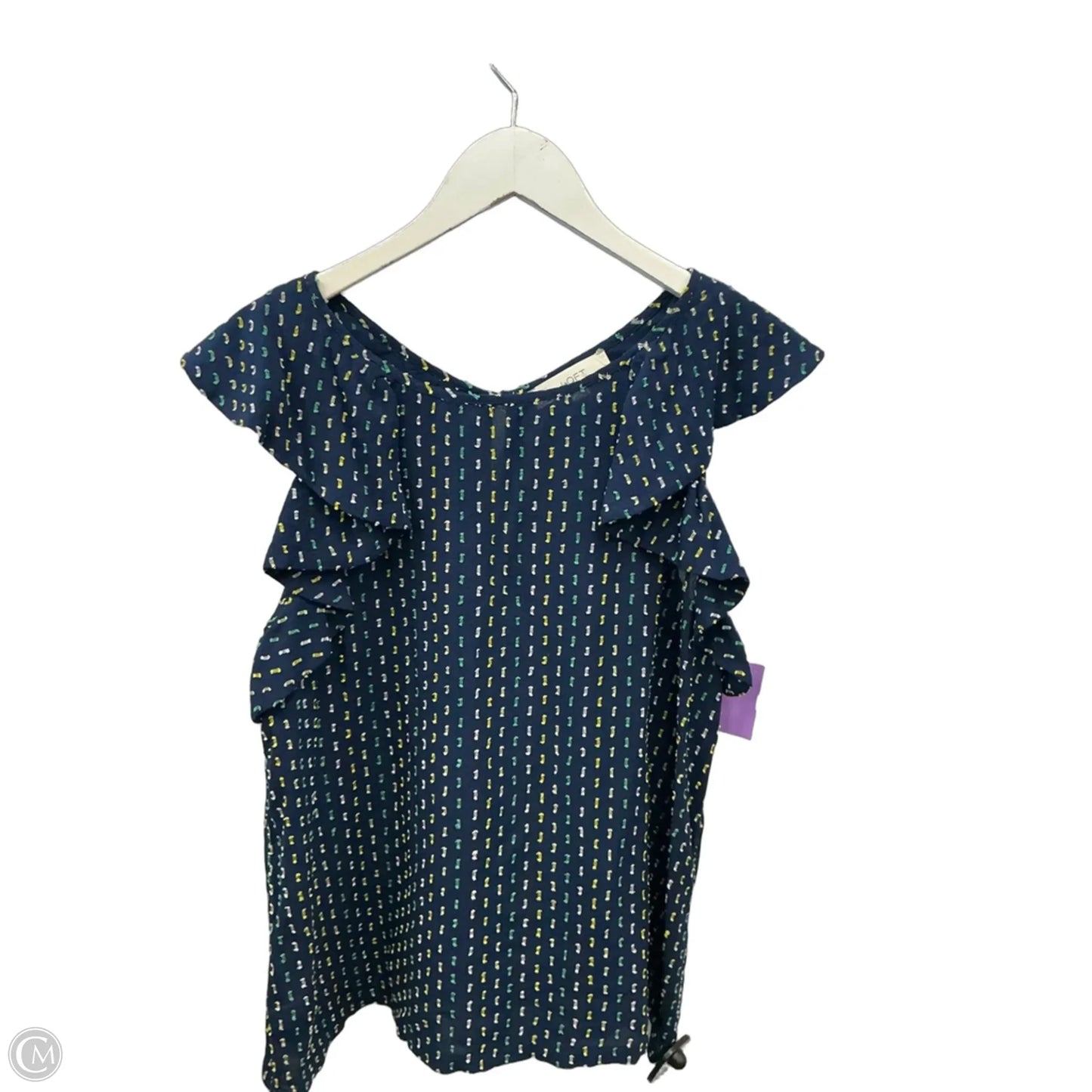 Top Short Sleeve By Loft In Navy, Size: M