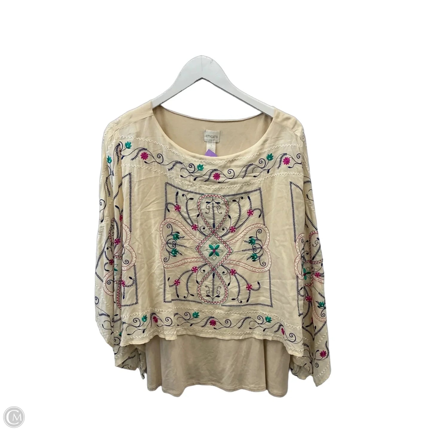 Top 3/4 Sleeve By Chicos In Cream, Size: Xl