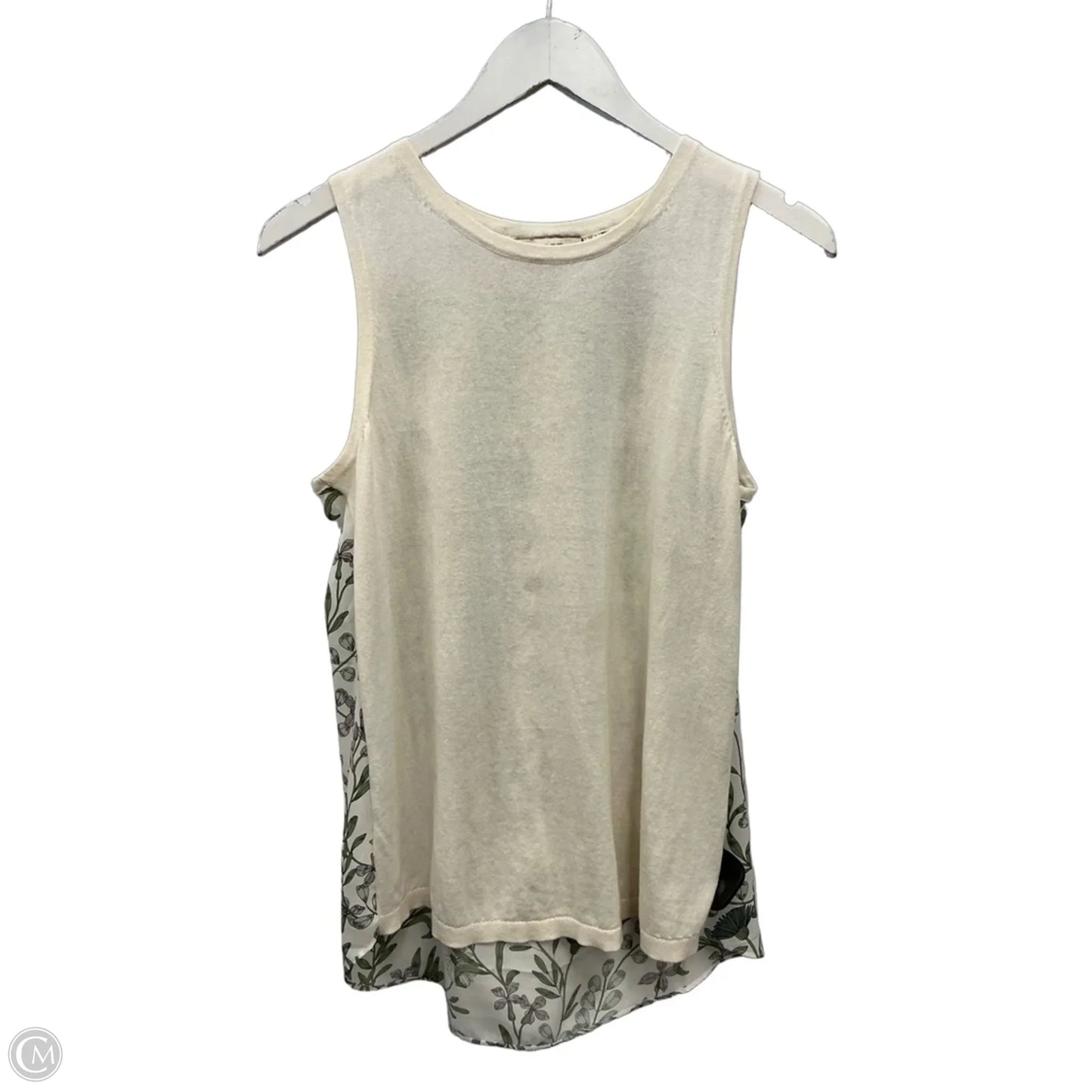 Top Sleeveless By Loft In Cream & Green, Size: S