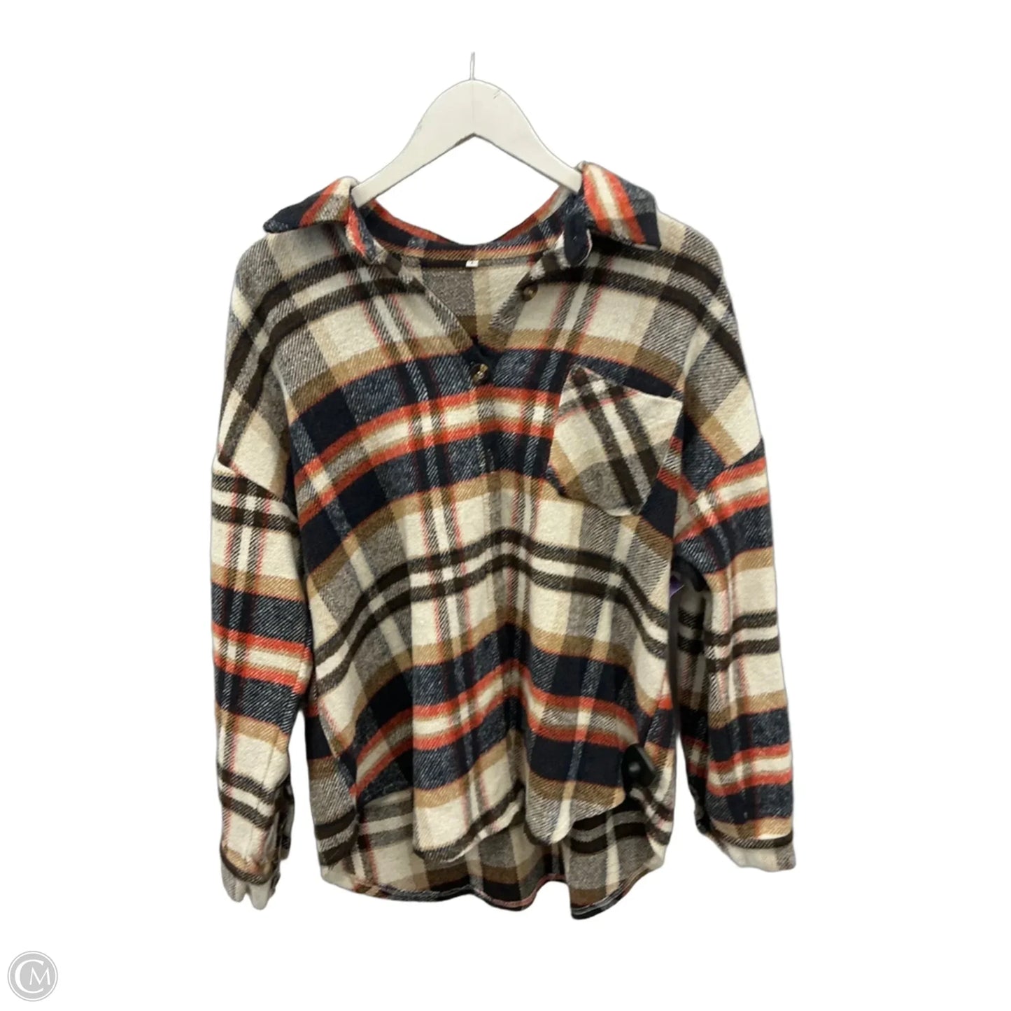 Jacket Shirt By Clothes Mentor In Navy, Size: L