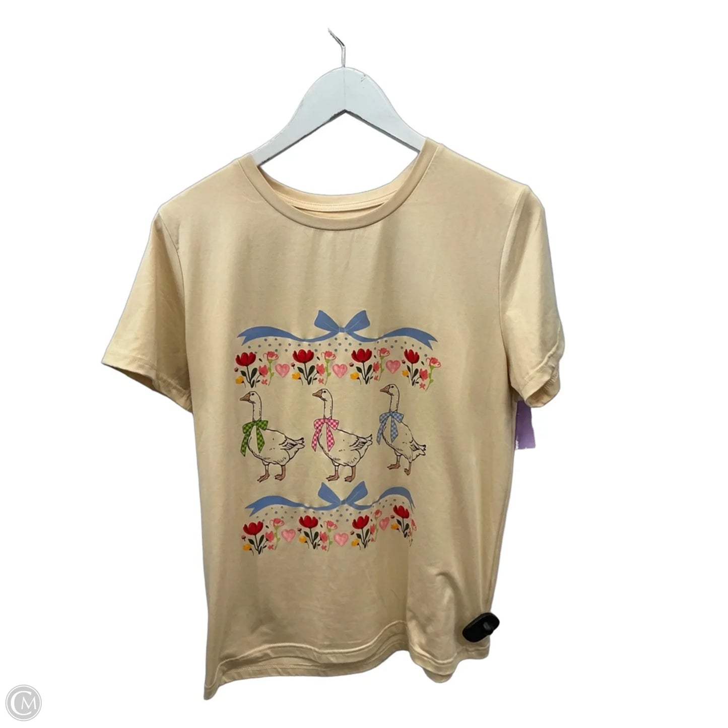 Top Short Sleeve By Shein In Tan, Size: L