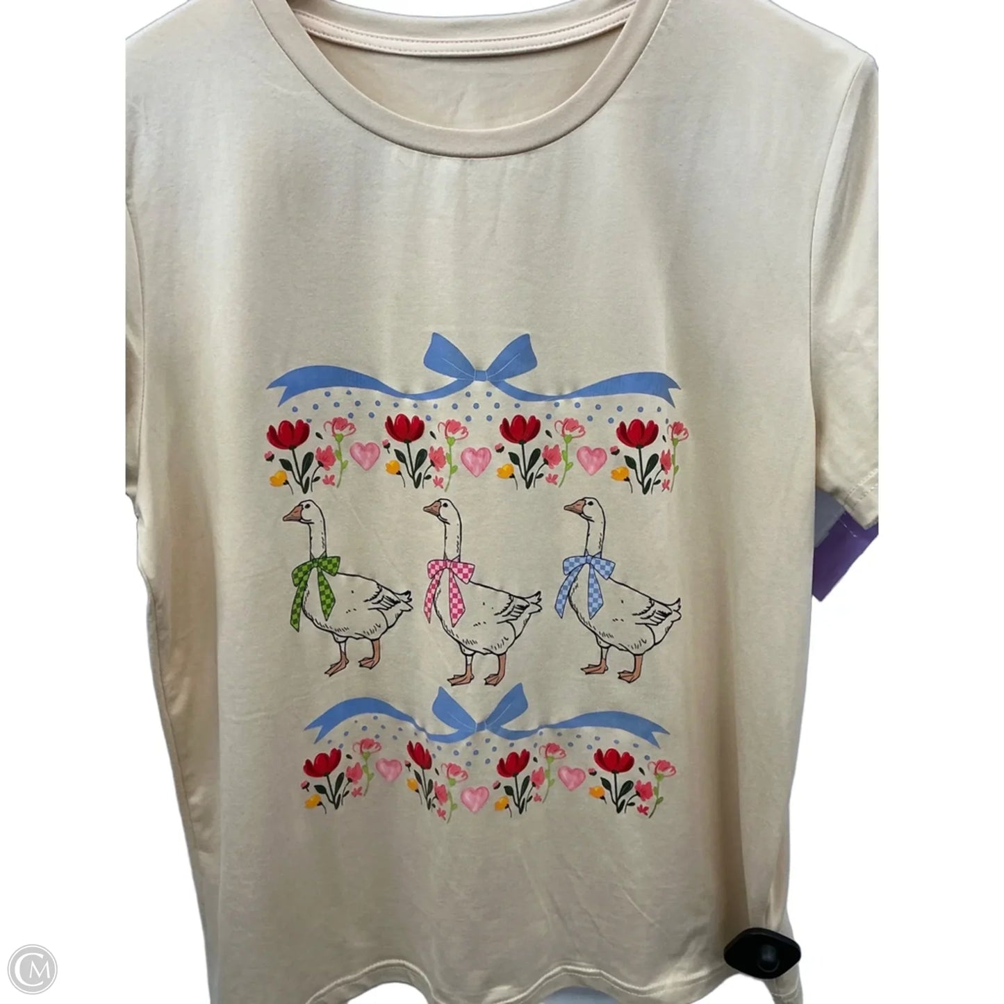 Top Short Sleeve By Shein In Tan, Size: L