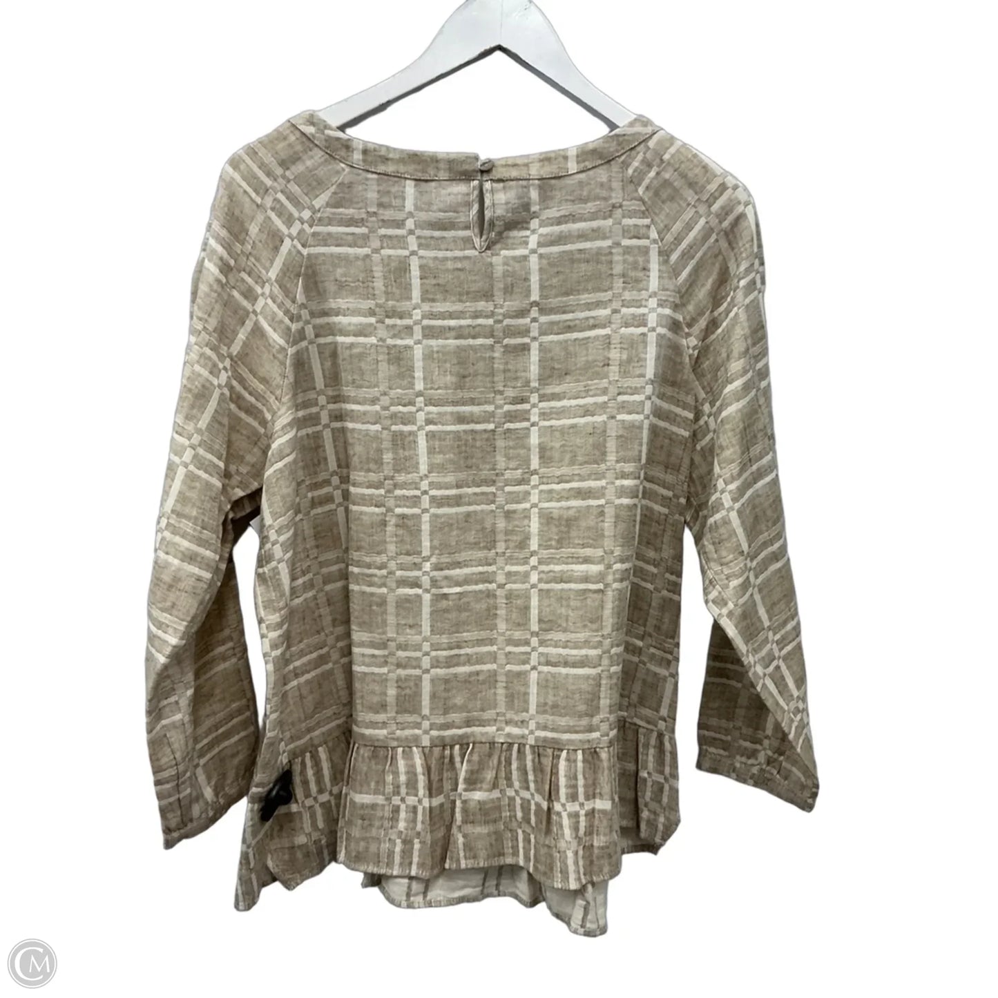 Top 3/4 Sleeve By Soft Surroundings In Tan & White, Size: Lp