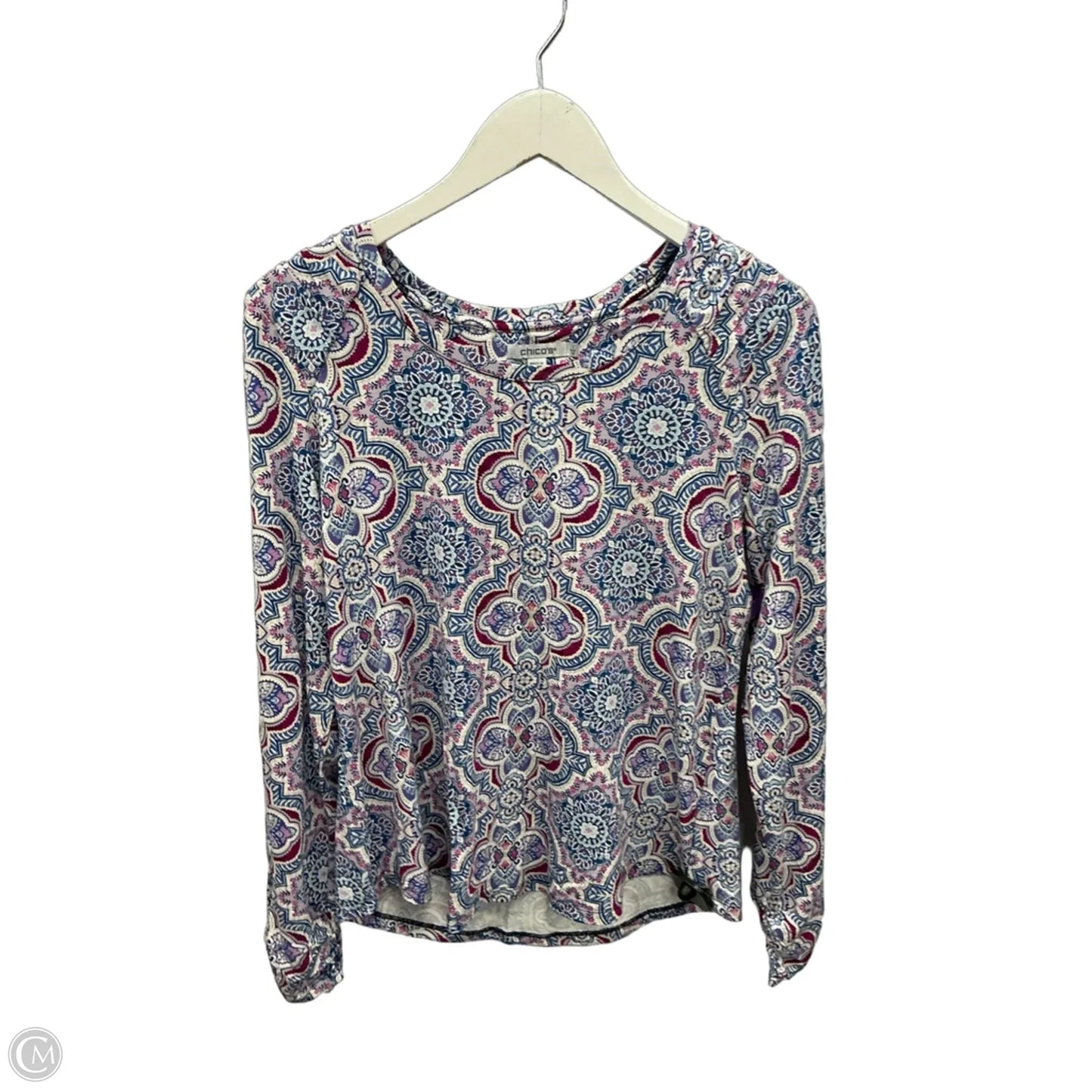Top Long Sleeve By Chicos In Blue & Pink, Size: M