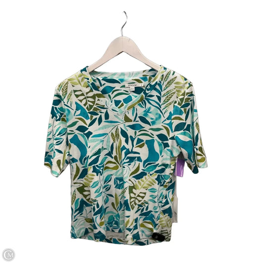 Top Short Sleeve By Chicos In Blue & Green, Size: M