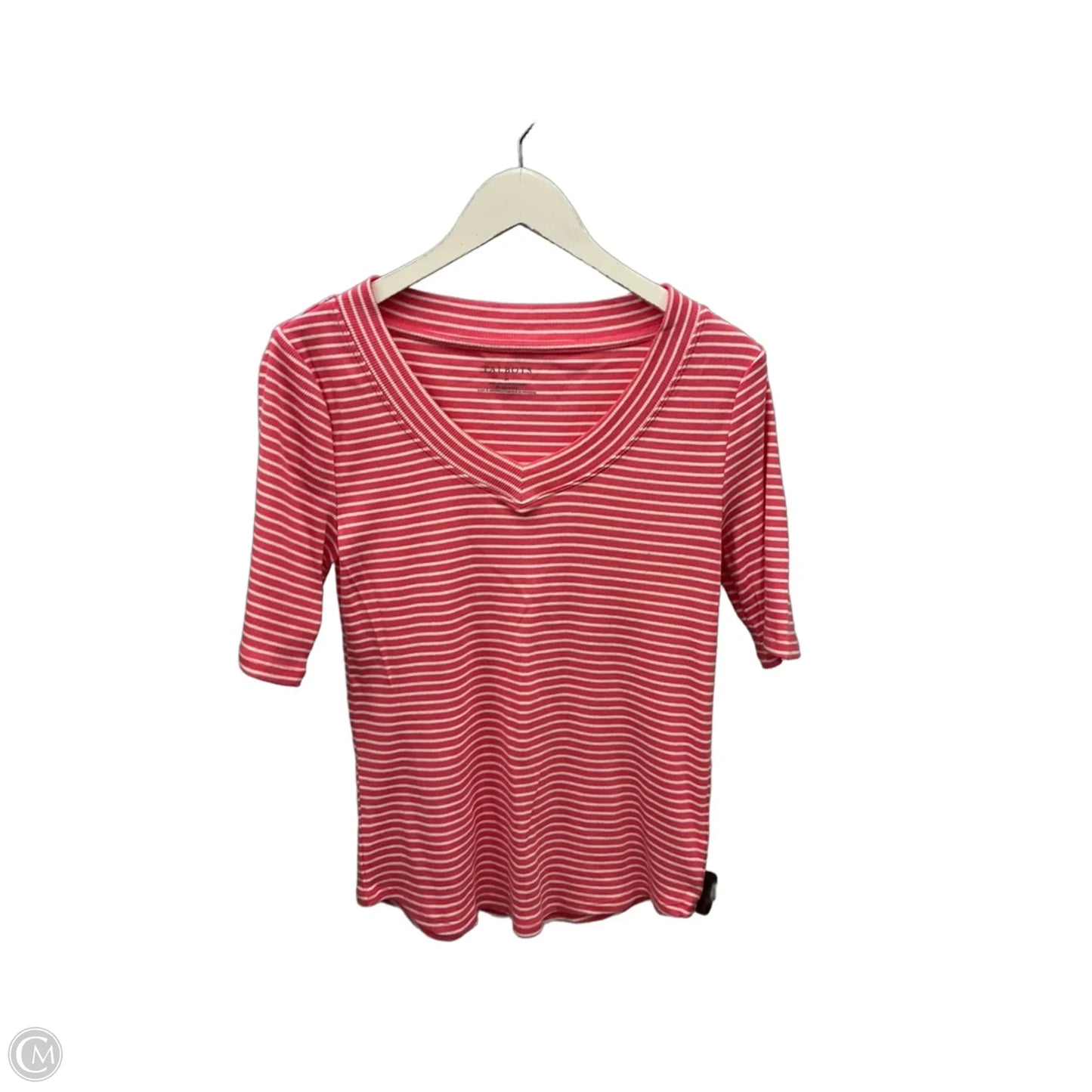 Top Short Sleeve By Talbots In Pink & White, Size: M