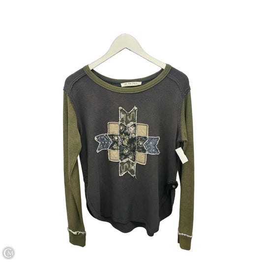 Top Long Sleeve By We The Free In Green & Grey, Size: Xs