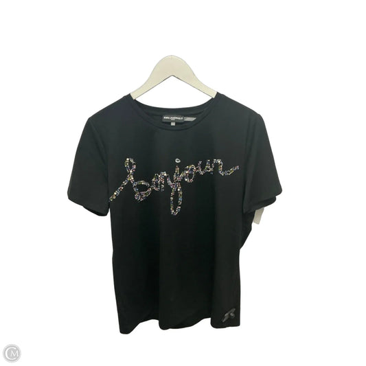 Top Short Sleeve Designer By Karl Lagerfeld In Black, Size: L
