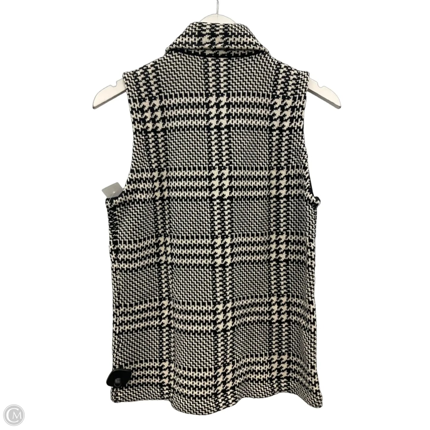 Vest Sweater By Chaps In Black & White, Size: M