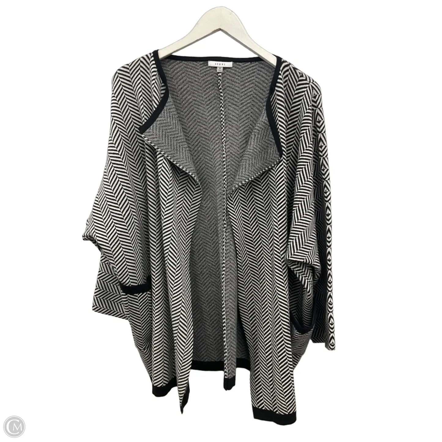 Sweater Cardigan By Sioni In Black & White, Size: M