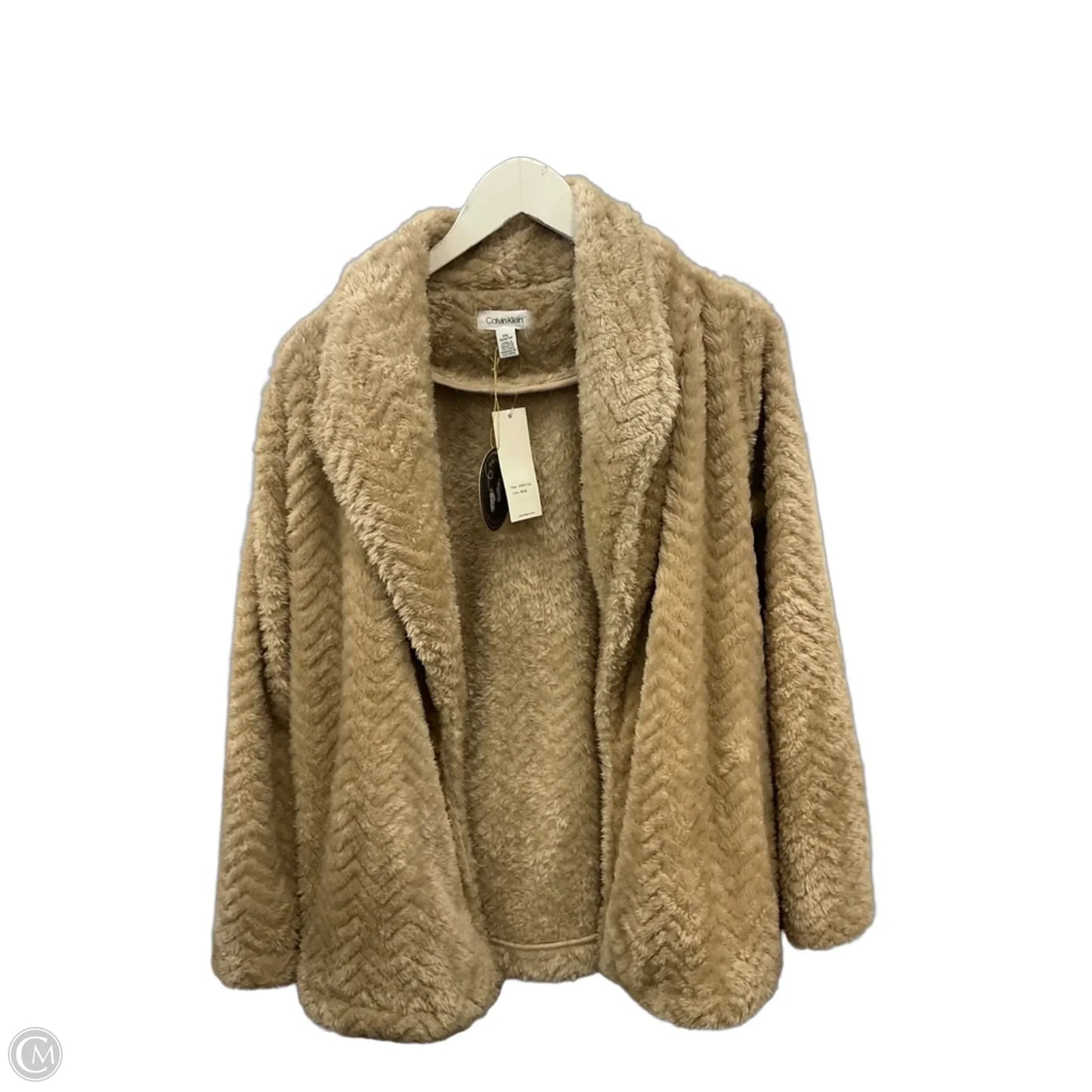 Jacket Fleece By Calvin Klein In Tan, Size: Xs