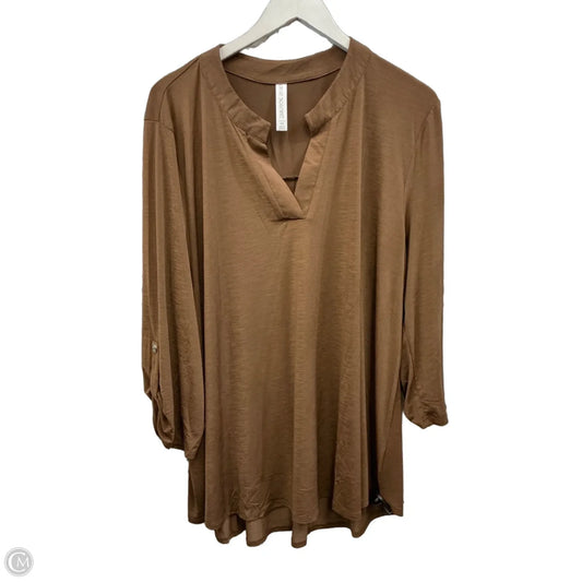 Top Long Sleeve By Dear Scarlett In Brown, Size: 2x