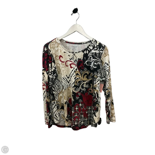 Top Long Sleeve By Chicos In Black & Red, Size: L