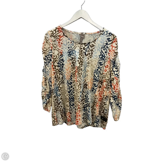 Top 3/4 Sleeve By Chicos In Multi-colored, Size: L