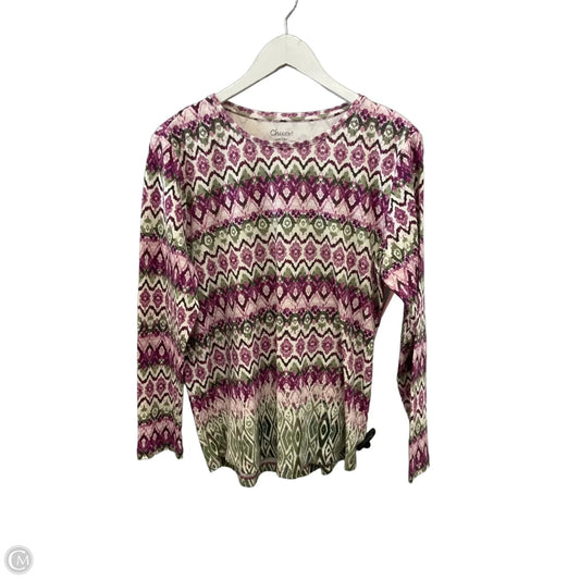 Top Long Sleeve By Chicos In Green & Purple, Size: L