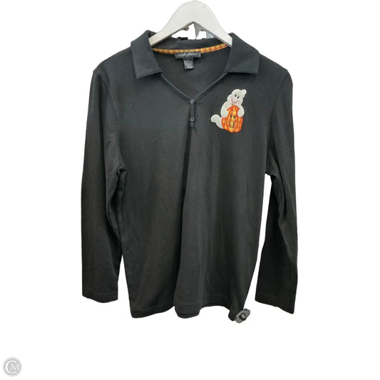 Top Long Sleeve By Designer Originals In Black, Size: L