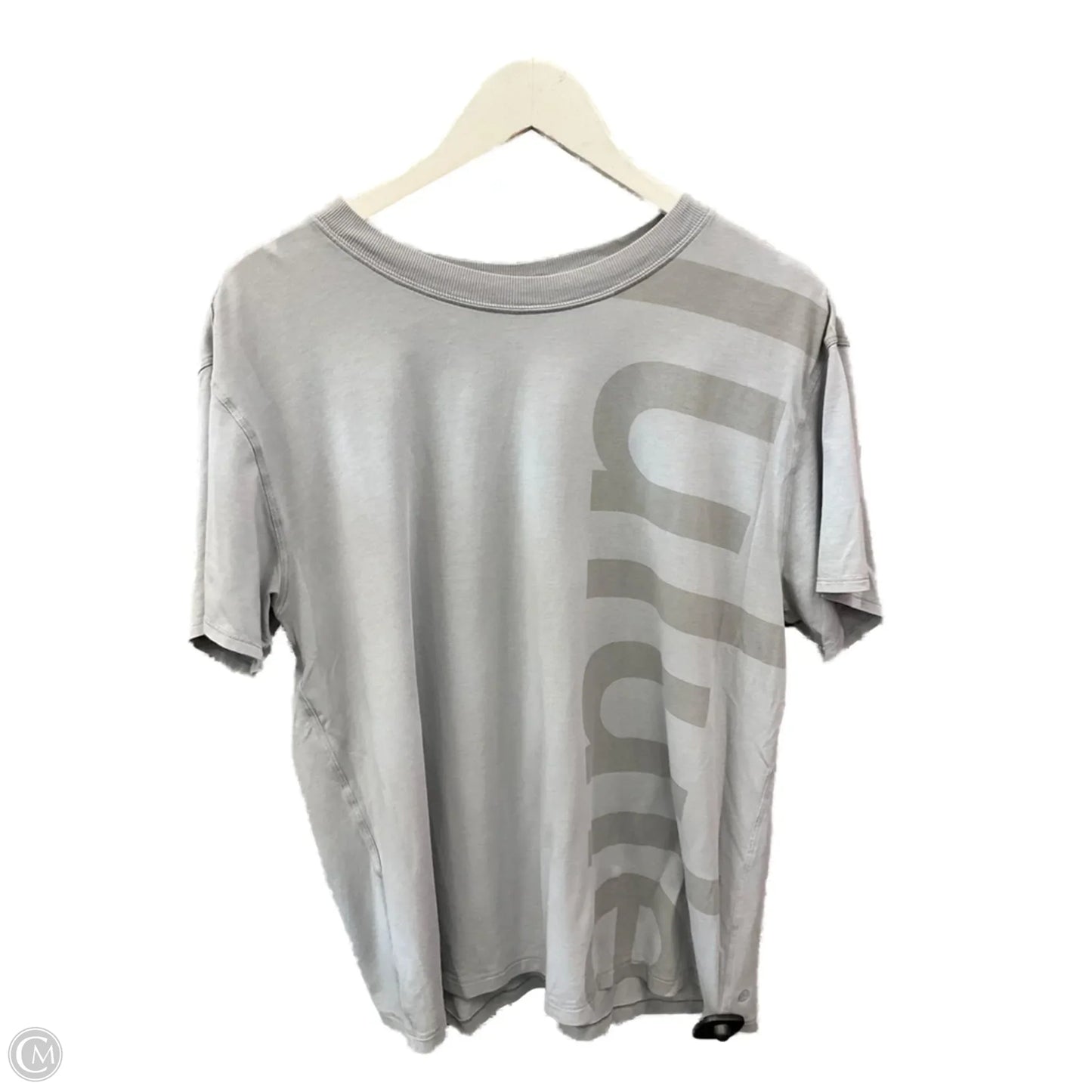 Athletic Top Short Sleeve By Lululemon In Grey, Size: L