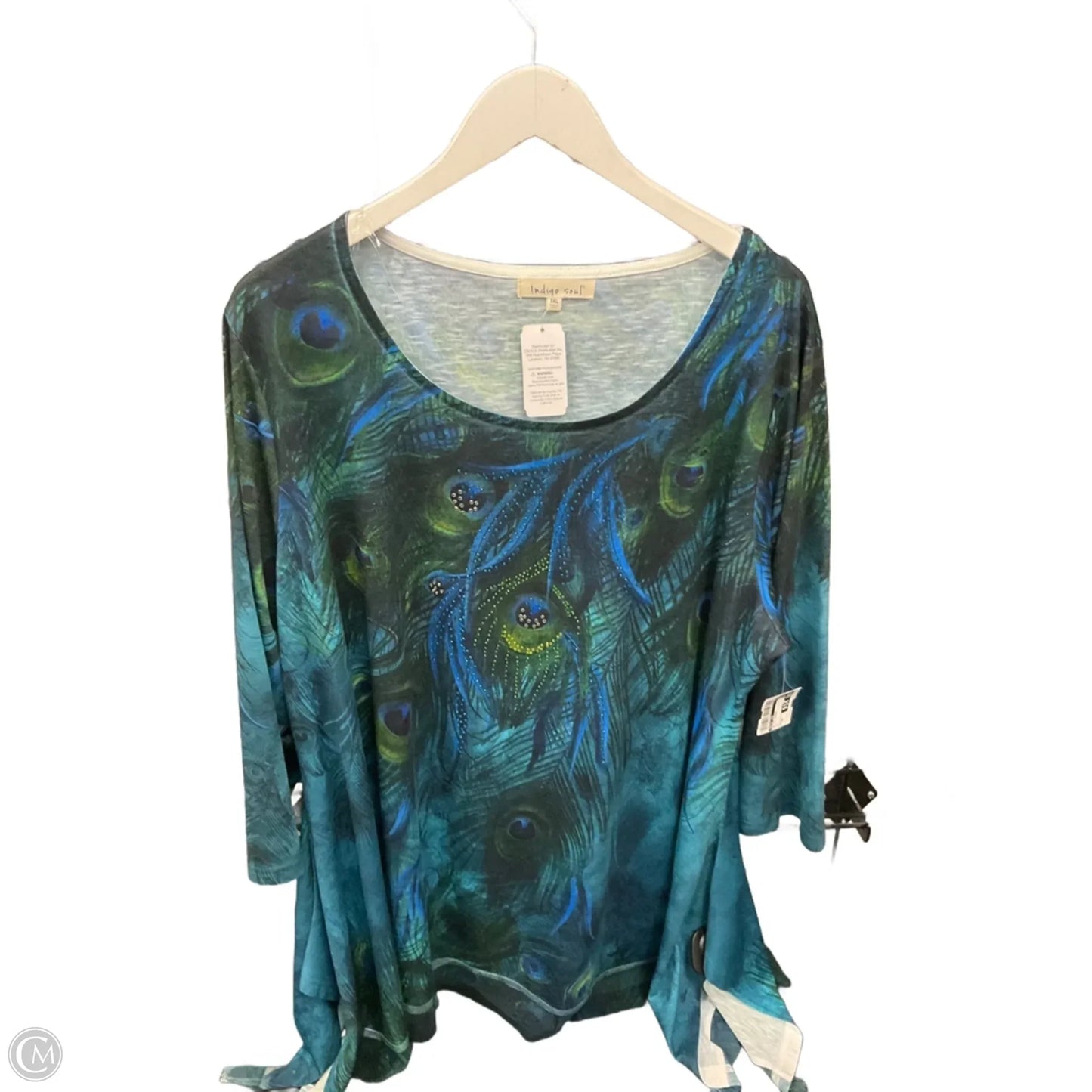 Top 3/4 Sleeve By Indigo Soul In Teal, Size: 3x