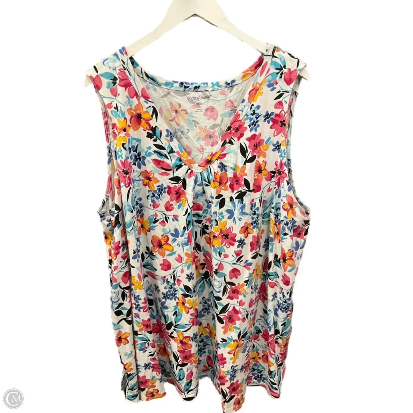 Top Sleeveless By Woman Within In Floral Print, Size: 3x