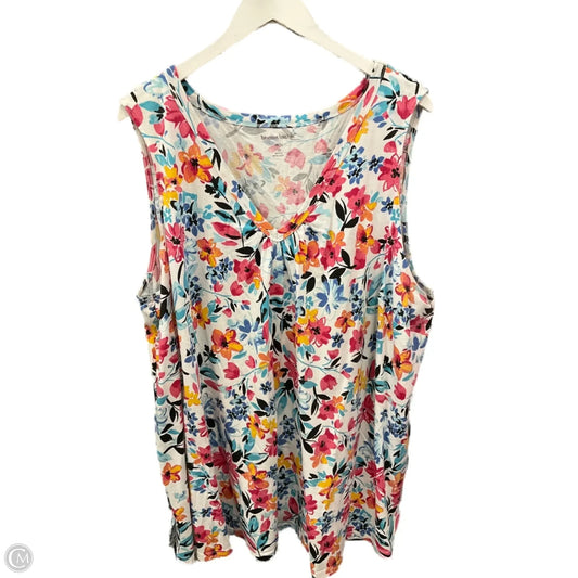 Top Sleeveless By Woman Within In Floral Print, Size: 3x