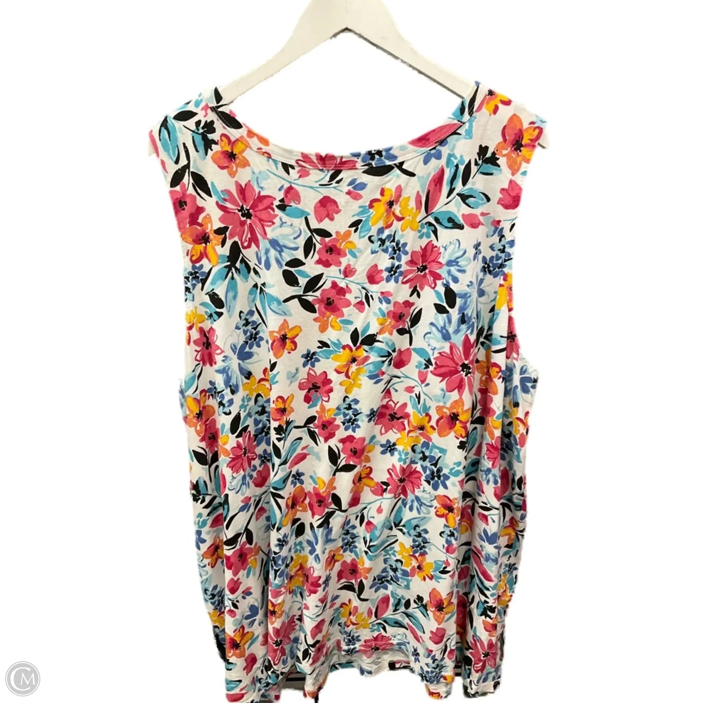 Top Sleeveless By Woman Within In Floral Print, Size: 3x