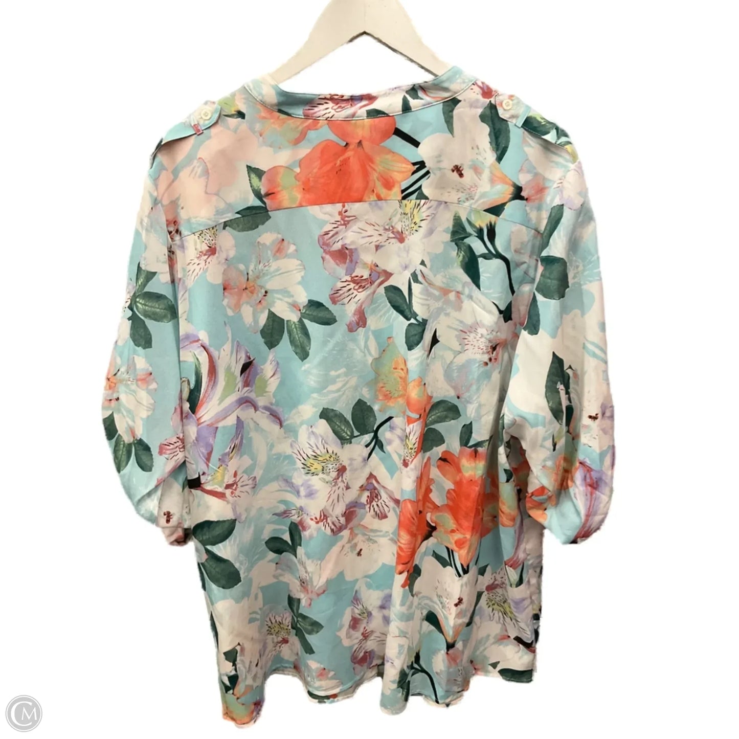 Top Long Sleeve By Calvin Klein In Blue & Orange, Size: 2x