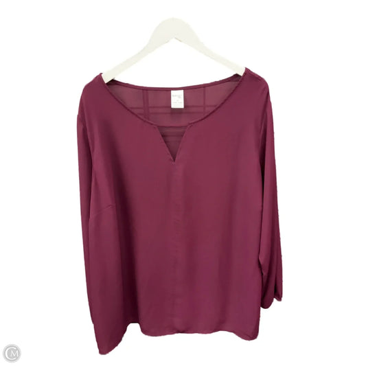 Top 3/4 Sleeve By Terra & Sky In Maroon, Size: 2x