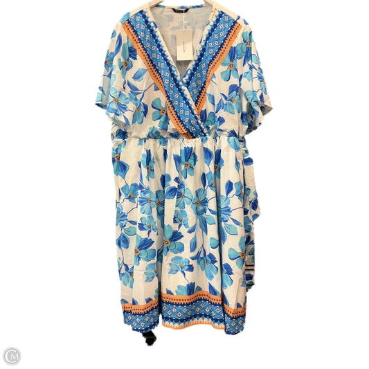 Dress Casual Midi By Clothes Mentor In Blue & White, Size: 3x
