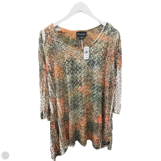 Tunic 3/4 Sleeve By Clothes Mentor In Green & Orange, Size: Xxl