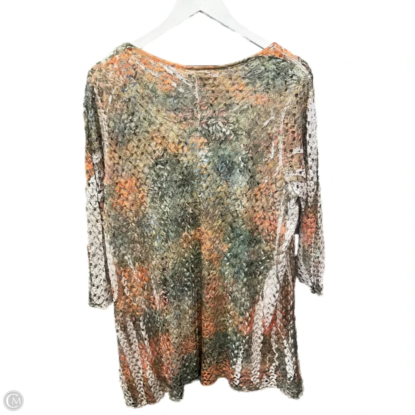 Tunic 3/4 Sleeve By Clothes Mentor In Green & Orange, Size: Xxl