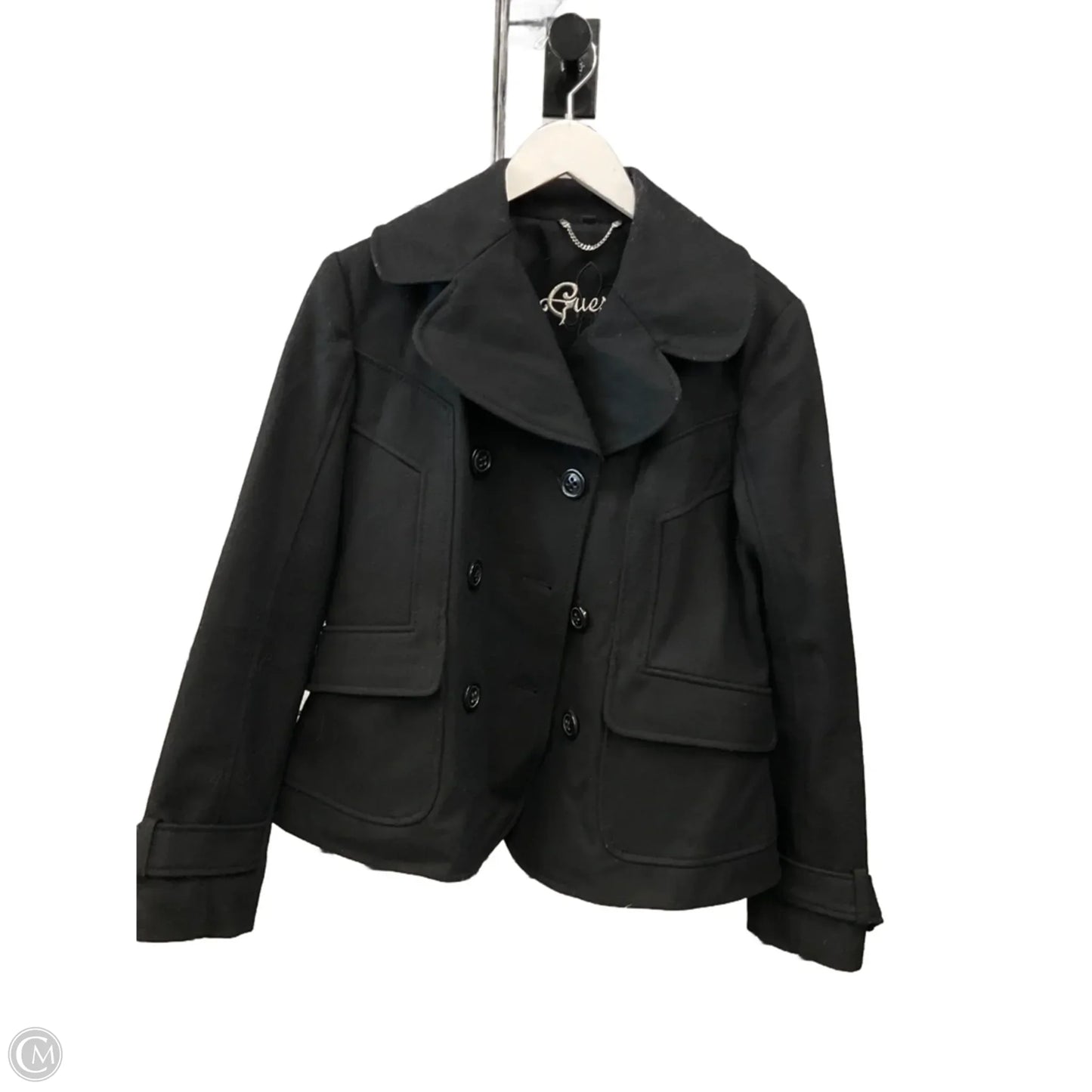Coat Peacoat By Guess In Black, Size: L