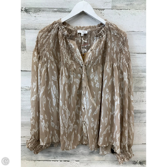 Top Long Sleeve By Blu Pepper In Tan, Size: M