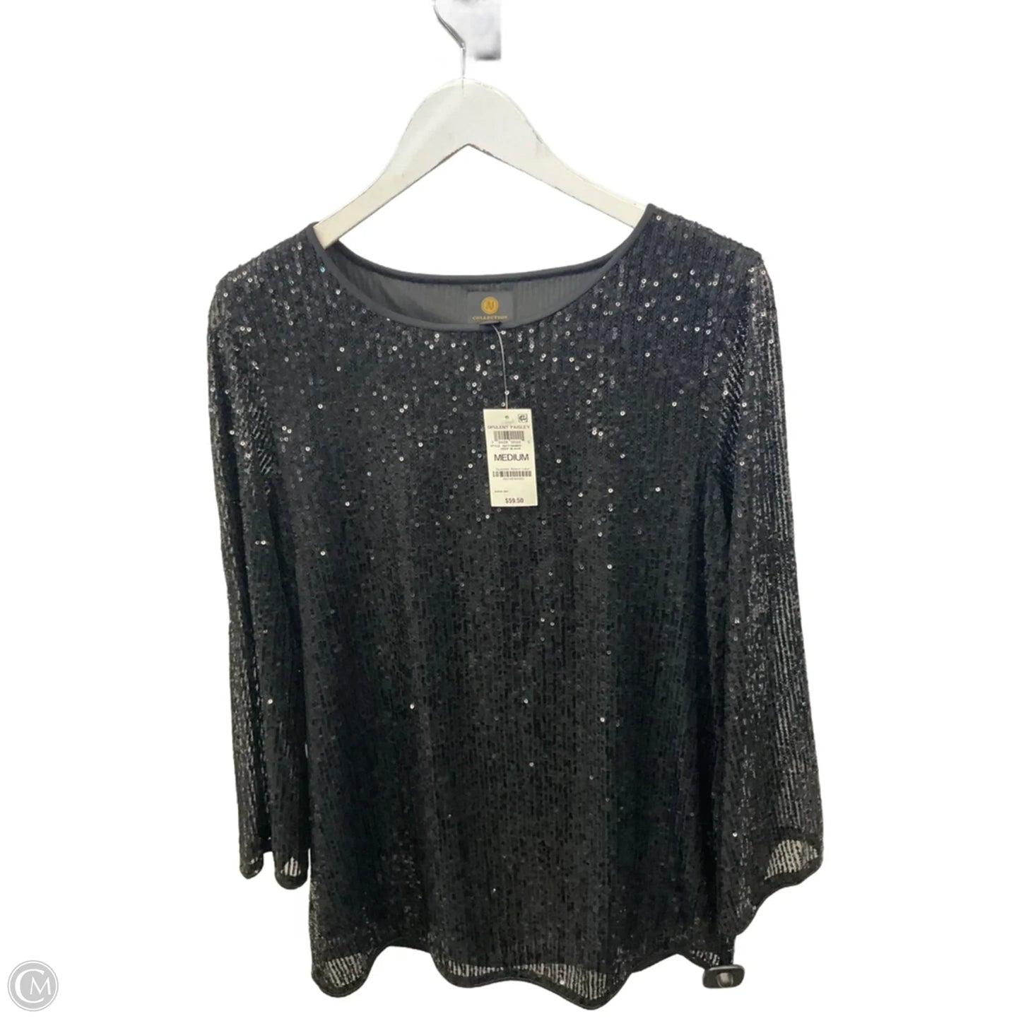 Top Long Sleeve By Jm Collections In Black, Size: M