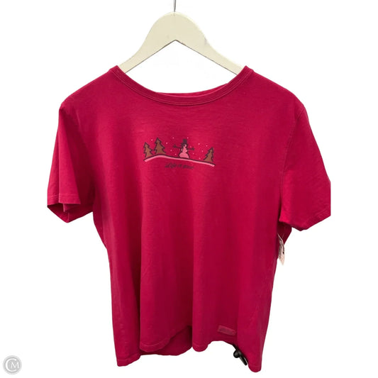 Top Short Sleeve By Life Is Good In Pink, Size: L