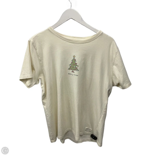 Top Short Sleeve By Life Is Good In Ivory, Size: L