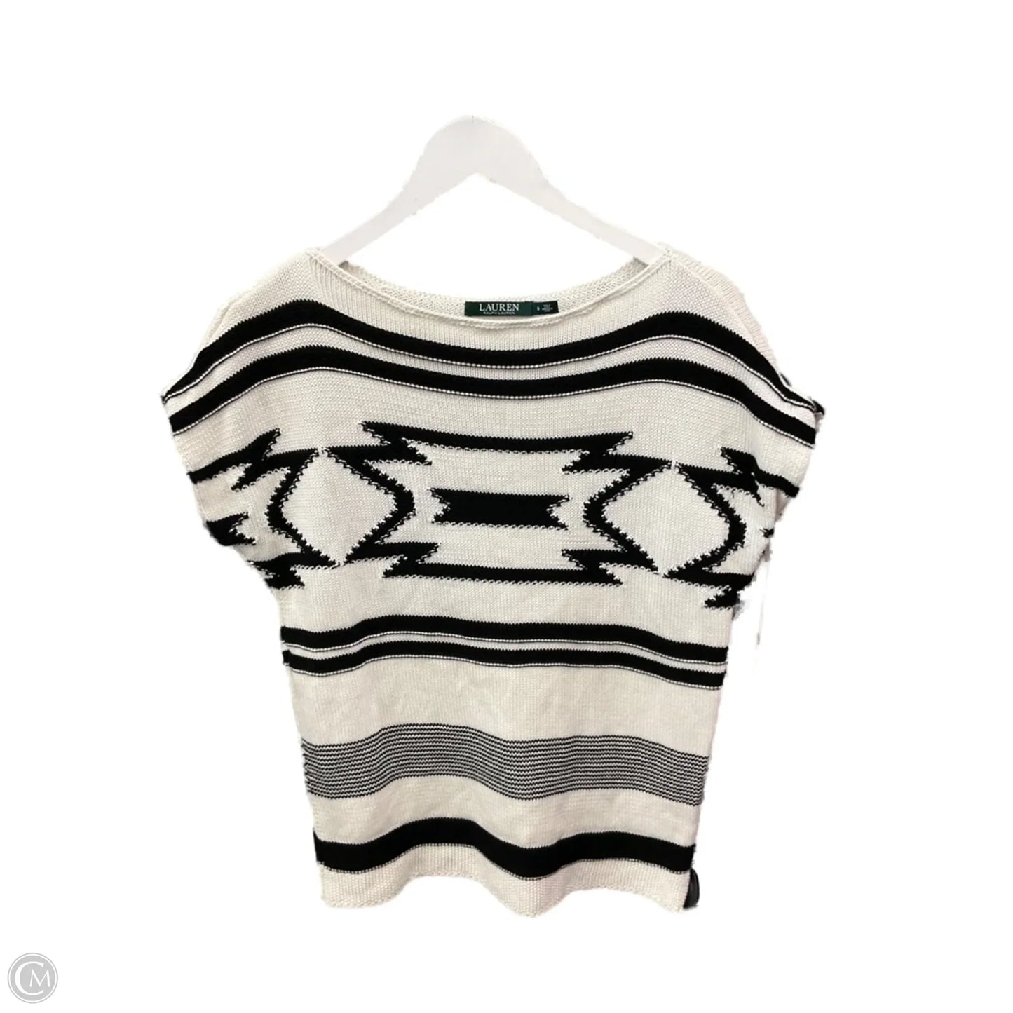 Sweater By Lauren By Ralph Lauren In Black & Cream, Size: S