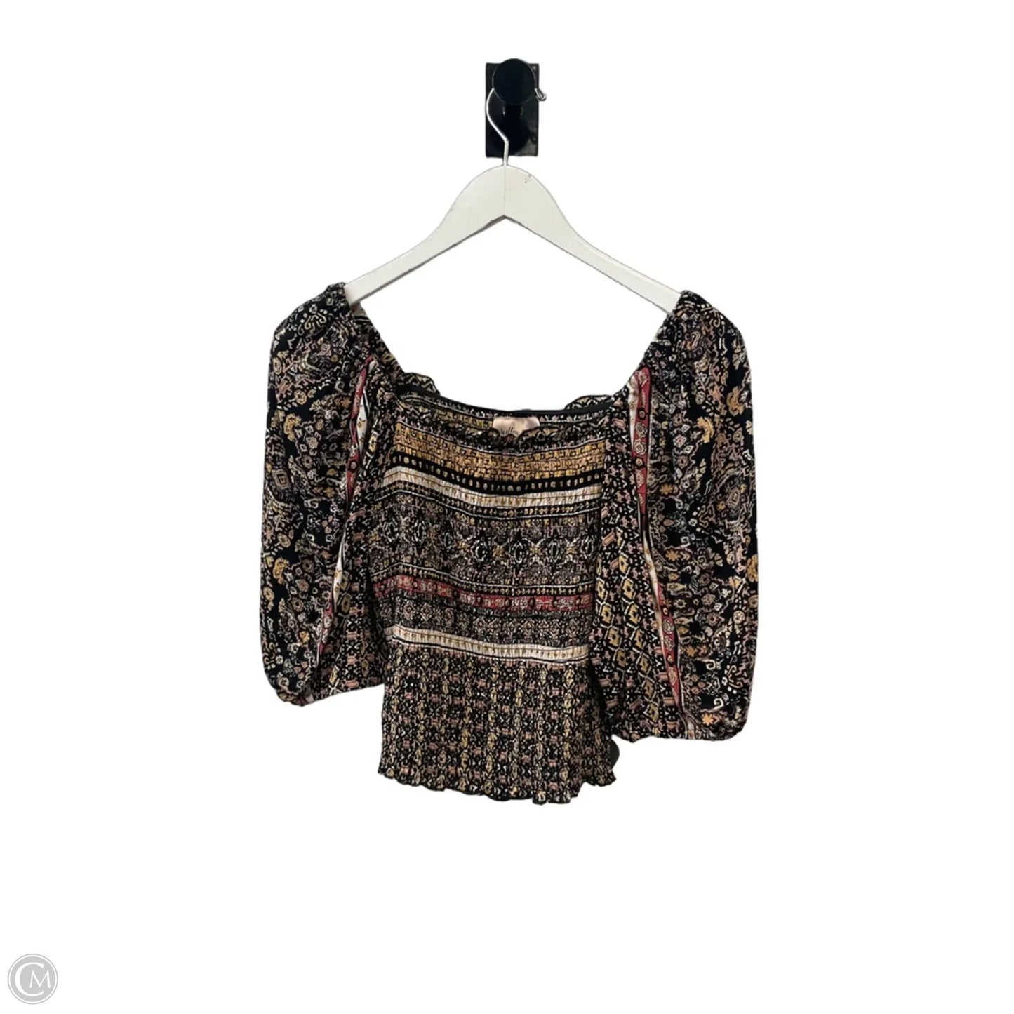 Top Short Sleeve By Willow & Root In Black, Size: S