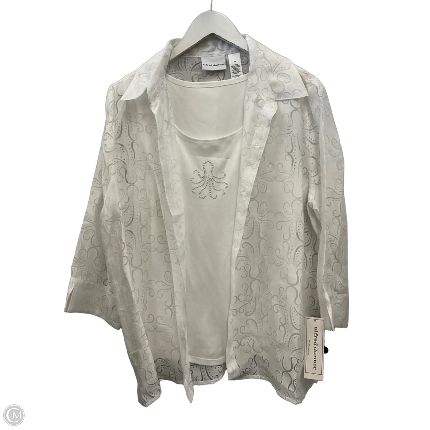 Top 3/4 Sleeve By Alfred Dunner In White, Size: Xl