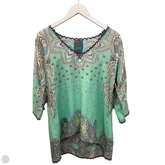 Top 3/4 Sleeve By Johnny Was In Aqua, Size: Mp
