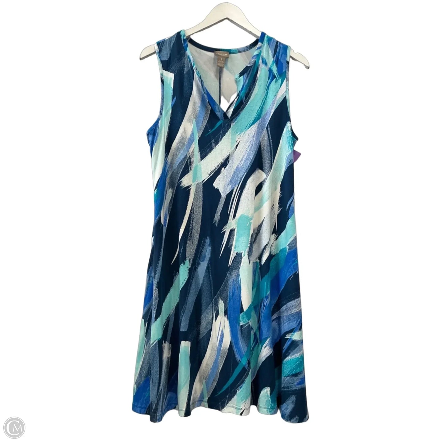 Dress Casual Midi By Chicos In Blue, Size: M