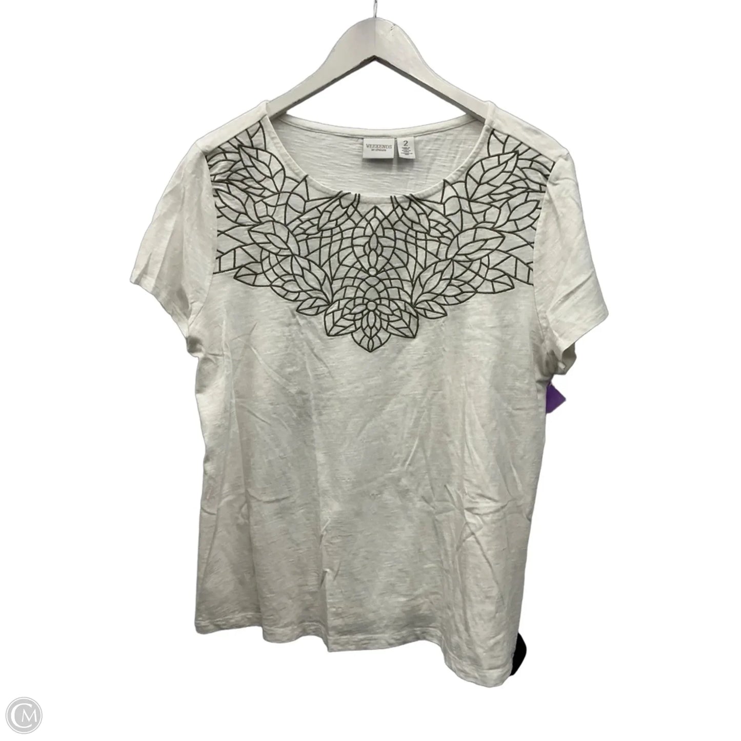 Top Short Sleeve By Chicos In White, Size: L