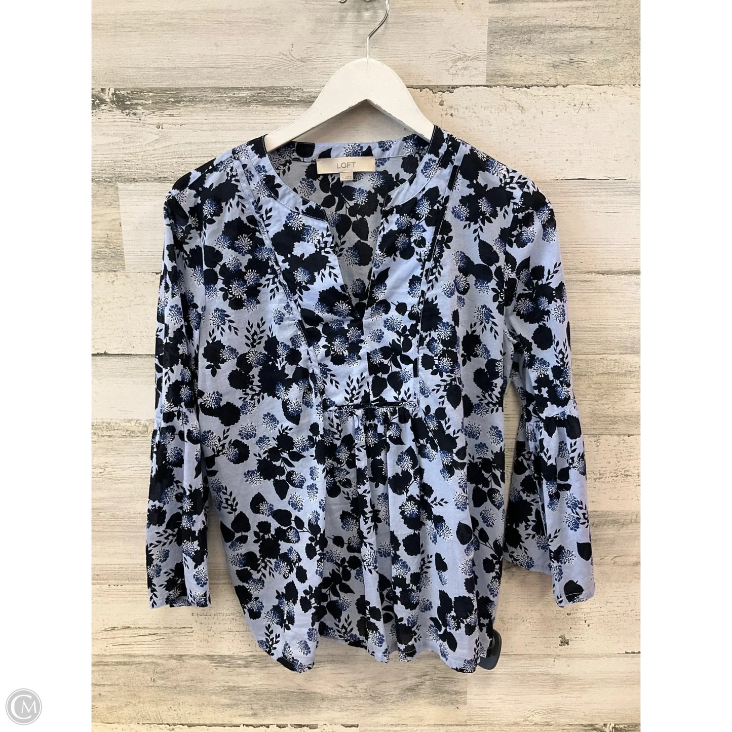 Blouse Long Sleeve By Loft In Blue, Size: S
