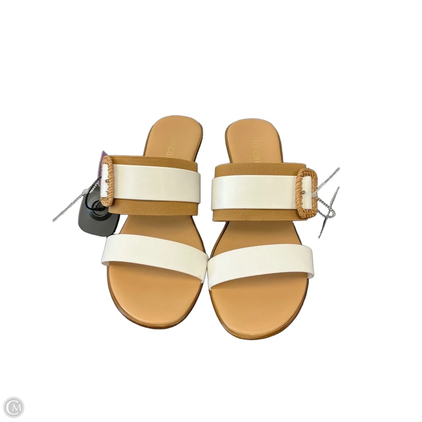 Sandals Heels Wedge By Toscanella In Brown & Cream, Size: 9.5