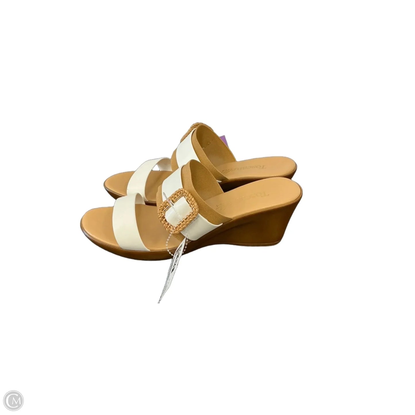 Sandals Heels Wedge By Toscanella In Brown & Cream, Size: 9.5